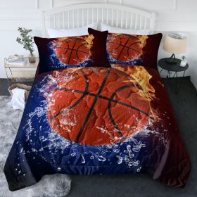 Sports Basketball Pattern Comforters Sets Twin Size 3PC Fire Water Bedding Sets For Boys Include 1 Comforter And 2 Pillowcases (Option: Full-Multicolor)