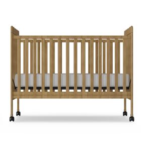 4-in-1 Convertible Baby Crib, Wood Full Size Toddler Bed with Locking Wheels, Non-Toxic Finish (Color: Natural)
