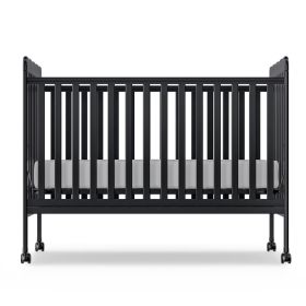 4-in-1 Convertible Baby Crib, Wood Full Size Toddler Bed with Locking Wheels, Non-Toxic Finish (Color: Black)