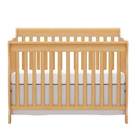 Baby Crib 5-in-1 Convertible, Wood Crib Converts to Toddler Bed, Daybed and Full-Size Bed, Non-Toxic Finishes (Color: Natural)