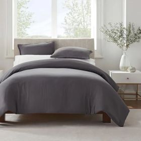 Serta Simply Clean Pleated Duvet cover King (Color: Grey, size: King)