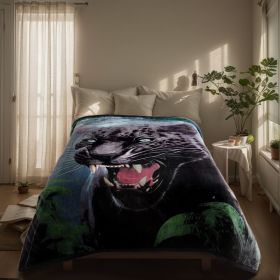 Heavy Plush Soft King Size Blankets, Mink Velvet Fleece Blanket - Printed Raschel Bed Blanket, Thick Raschel Printed Mink Blanket For Bed, Home (Color: Panther, size: Queen)