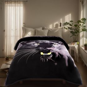 Heavy Plush Soft King Size Blankets, Mink Velvet Fleece Blanket - Printed Raschel Bed Blanket, Thick Raschel Printed Mink Blanket For Bed, Home (Color: black Tiger, size: King)